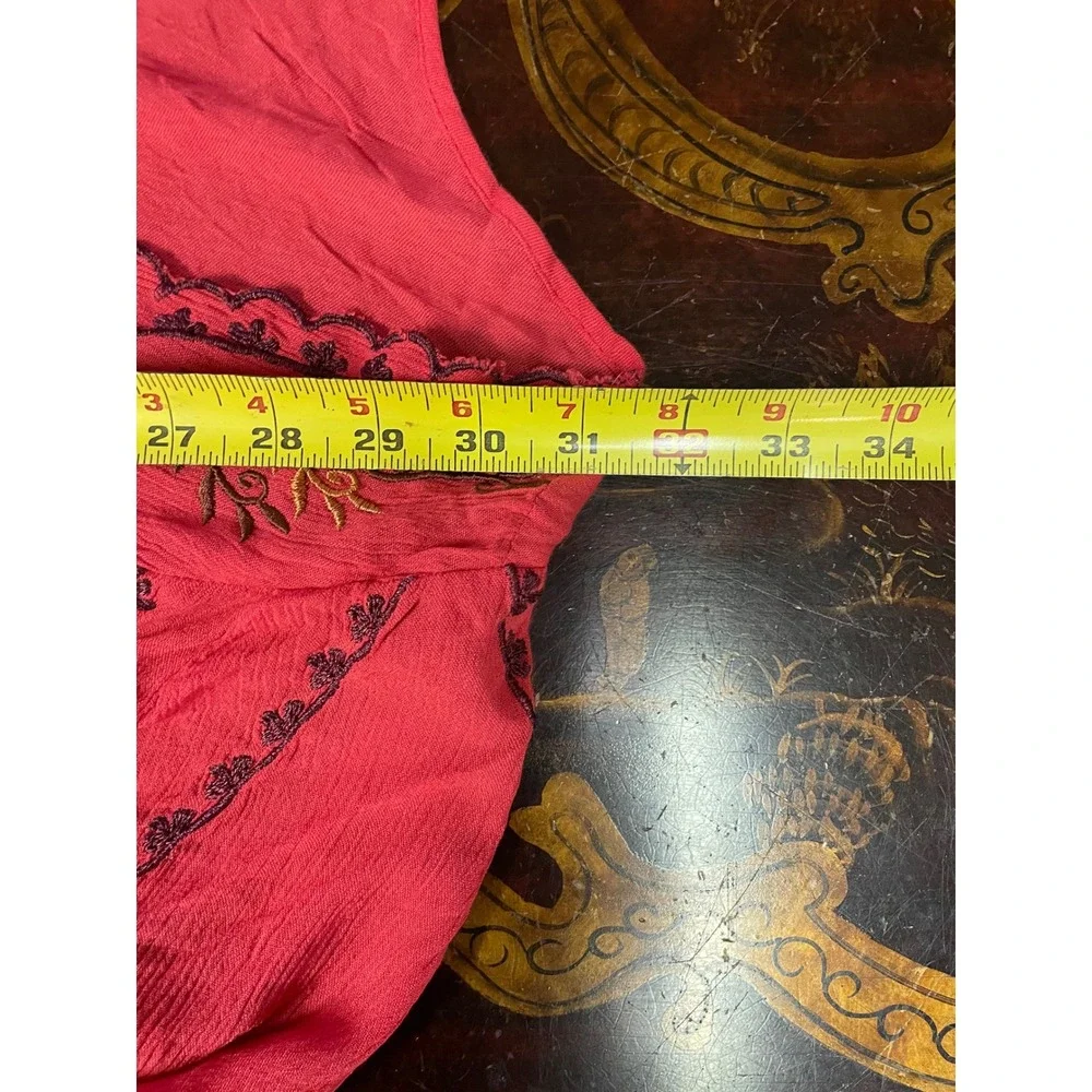 Free People Red Cora Dress Embroidered Split Sleeve Mini Fairy Festival Boho‎ XS
